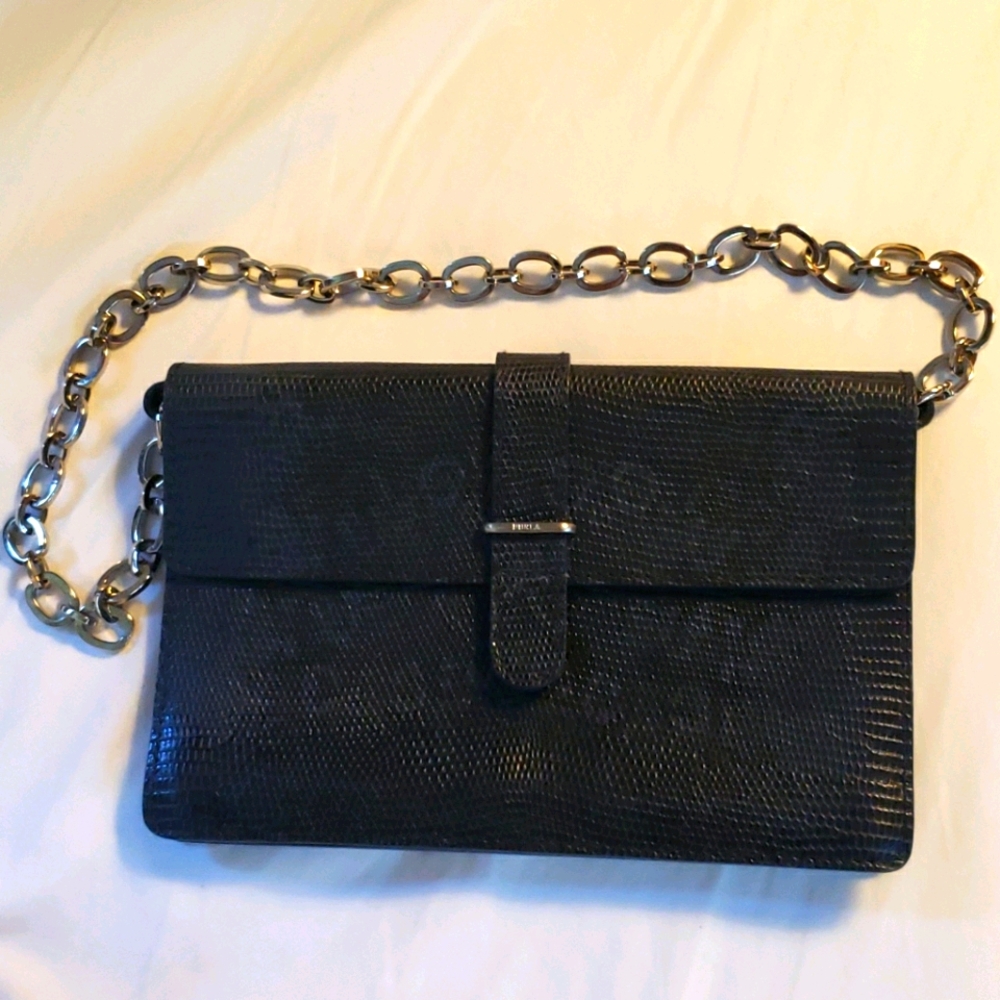 Furla Navy Blue Leather Bag